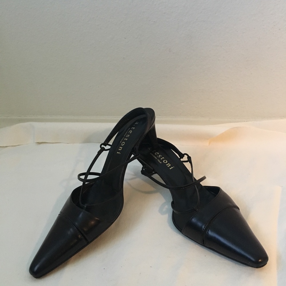 A.Testoni strap Slip on Heels in Black
